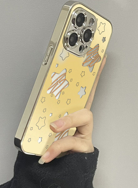 黄色星星适用苹果16promax手机壳iPhone15pro新款14防摔13皮质12男11xsmax女款iphonexr情侣3se2套x78plus