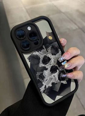 黑色玫瑰适用荣耀100手机壳80gt新款70pro+硅胶90软壳50se男女款x30i情侣畅玩40plus创意20防摔x50x40套9xpro