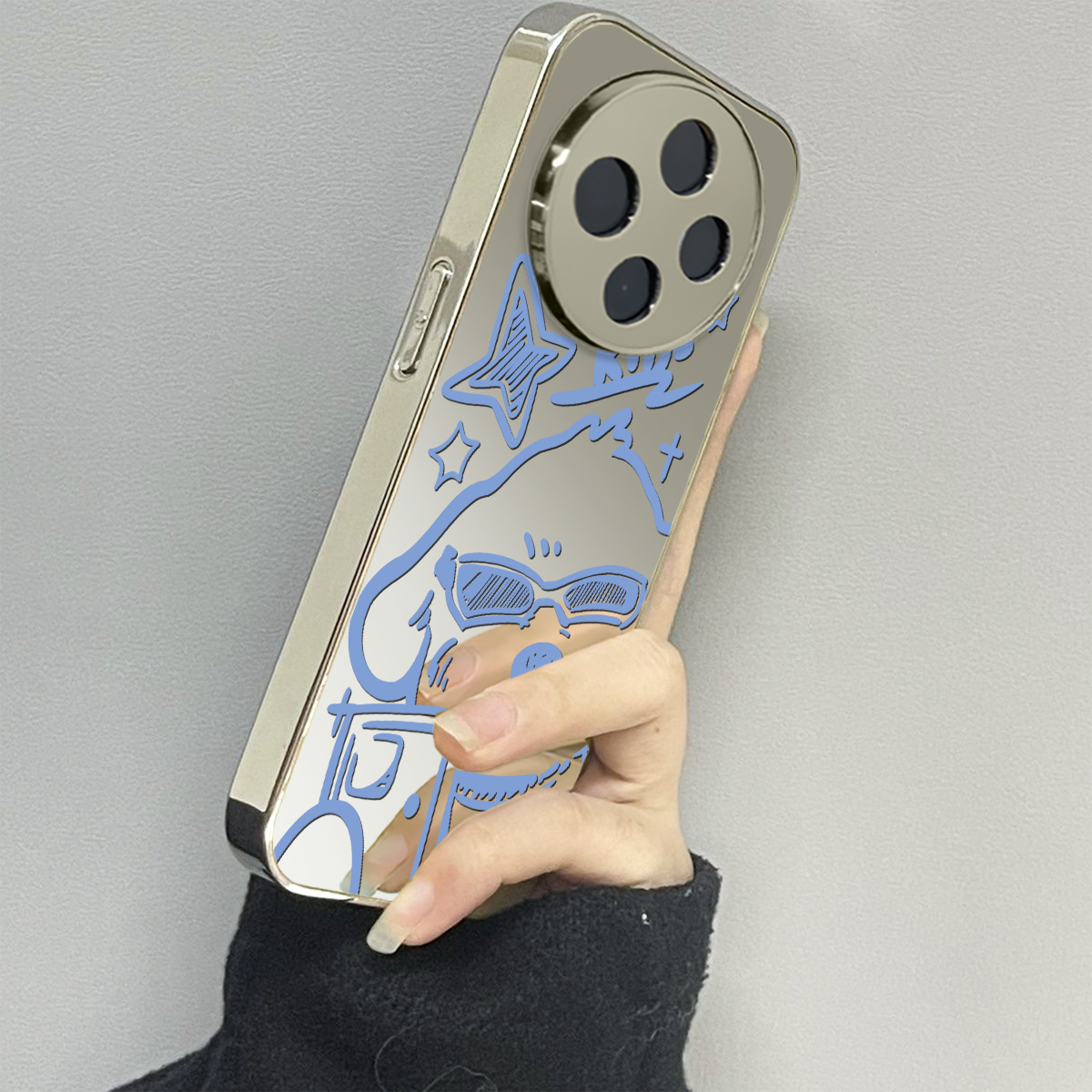 墨镜猫狗适用vivoy200i手机壳y300pro新款y78+镜面y100防摔vivoy53s77e男y76s女款vivoy73s70s情侣y52st1x