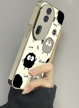 可爱煤球适用opporeno13手机壳12新款11镜面10pro+9男8女款oppoa97a93a72a58a57a56a2pro3情侣oppofindx8x7套
