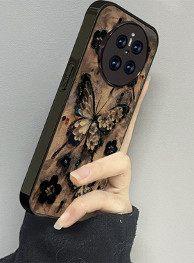 黑色蝴蝶适用华为mate70pro手机壳pura70ultra新款mate60pro+p50e男mate30epro女款p40por情侣青春版p60art套