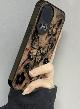 黑色蝴蝶适用华为nova13手机壳nova12ultra新款11活力版nova10se皮质9防摔8男7女款6情侣5pro至尊版5g套