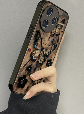 黑色蝴蝶适用红米k80手机壳k70pro新款k60ultra至尊版k70e防摔k50男k40s女款k30情侣至尊冠军版保护套小米