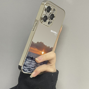 半景日落适用苹果16promax手机壳iPhone15pro新款14防摔13镜面12男11xsmax女款iphonexr情侣3se2套x78plus