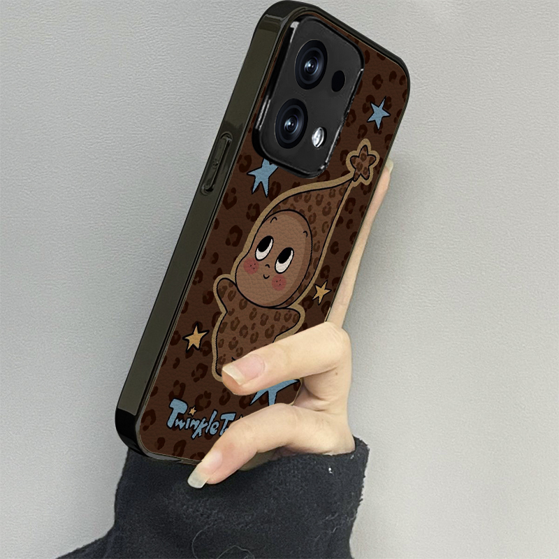 豹纹小人适用opporeno14手机壳reno13新款12oppofindx8x6x7ultra6防摔5k10pro+9男8女款7情侣3k12x套oppok9s