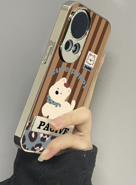 白色小狗适用华为nova13手机壳nova12ultra新款11活力版nova10se皮质9防摔8男7女款6情侣5pro至尊版5g套