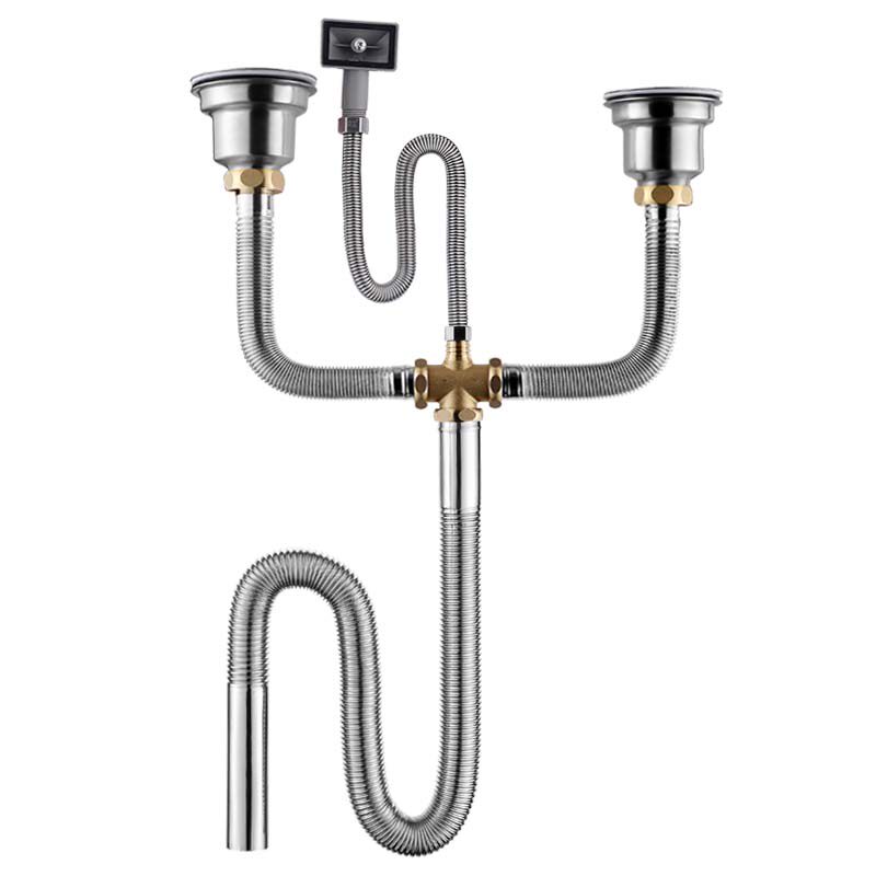 齐勒水槽下水管304不锈钢厨房双槽下水器洗菜双盆不锈钢排水器|ruв категории награду материалов, кухня, раковина аксессуары, резервуар воды - от Buy2taobao.com для оказания профессиональной услуги покупки агента Taobao