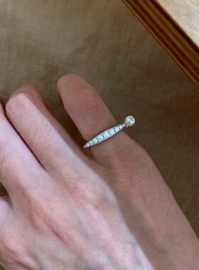 爆闪镶钻仿珍珠戒指女日常指环戒