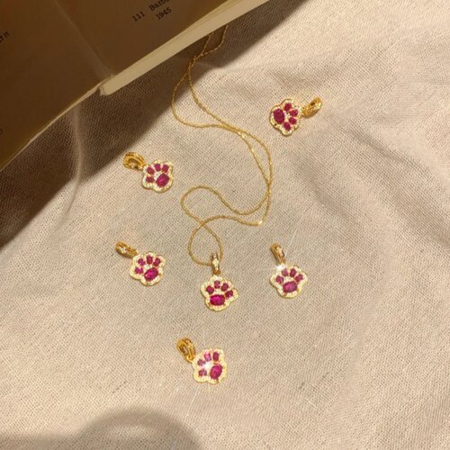 爆闪粉嘟嘟猫爪项链女锁骨链配饰
