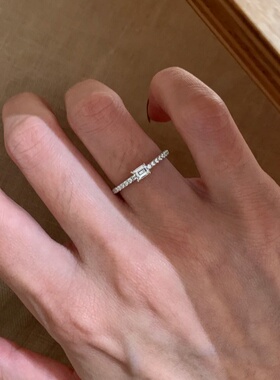 清新镶钻小方糖戒指女食指戒指环