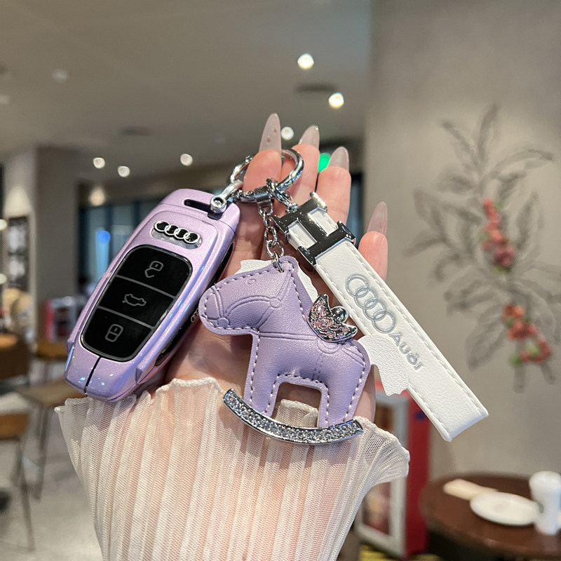 适用奥迪钥匙套新款A6L/Q8/Q7/A3L/A8L/A7/Q4钥匙包女士高级壳扣