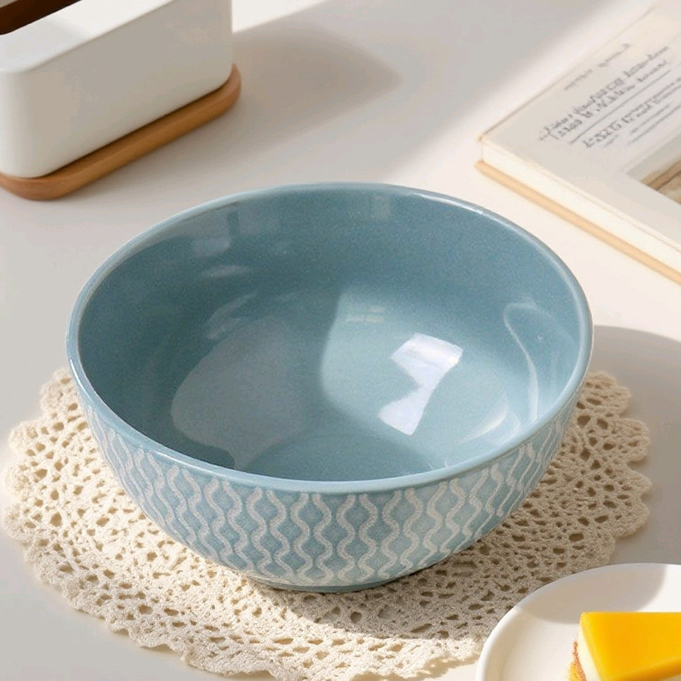 家用碗高脚防烫陶瓷彩色个性中式