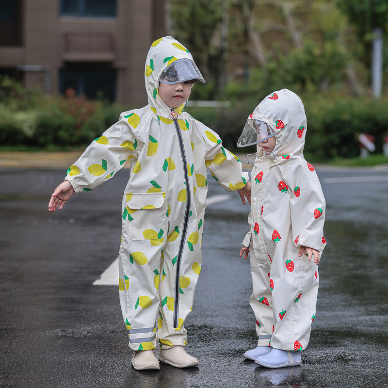 潮嗒童儿童连身雨衣套装防水全身雨披幼儿园宝宝小朋友玩沙防护衣