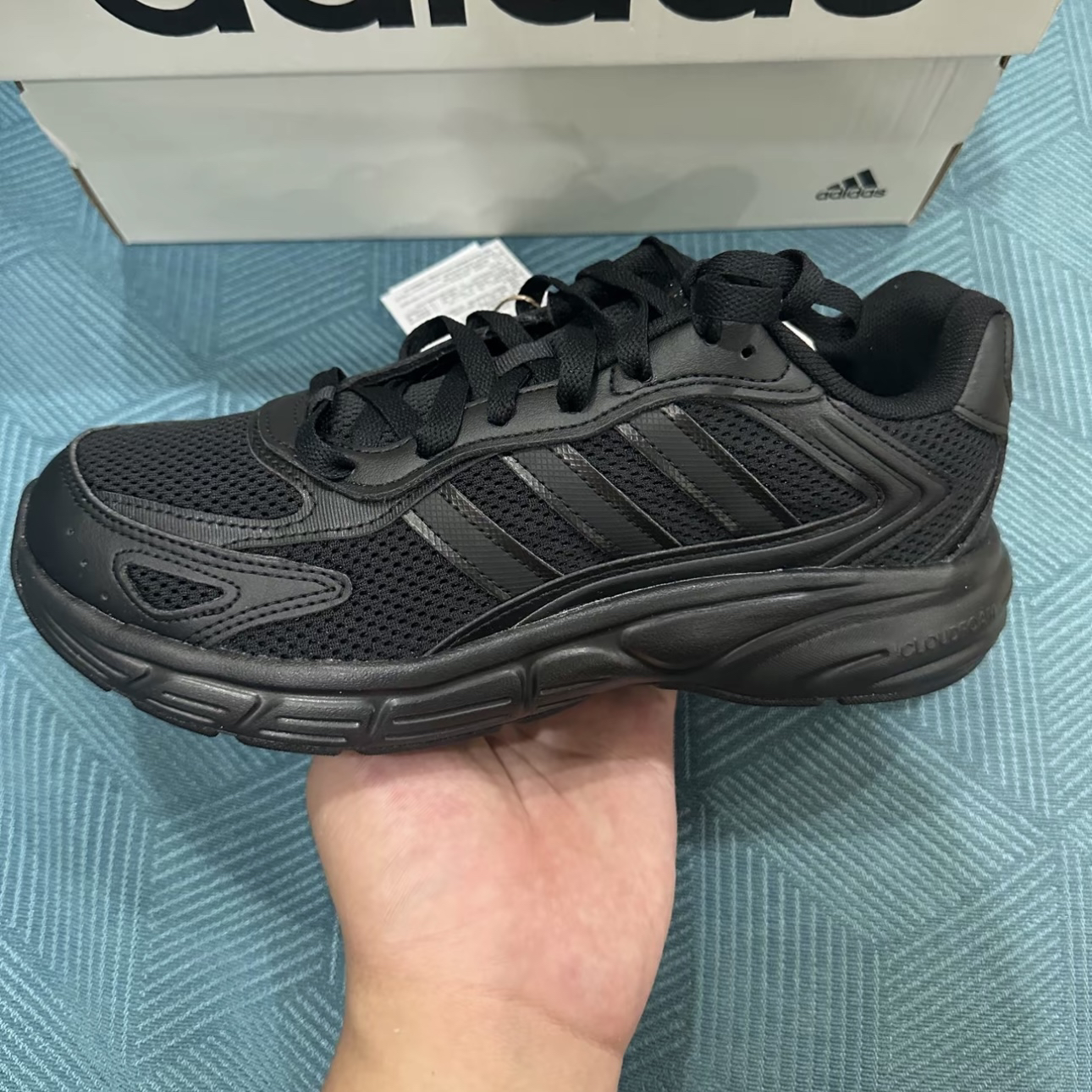 阿迪秋季纯黑色休闲鞋ECLYPTIX网面透气防滑轻质低帮跑步鞋JR5156