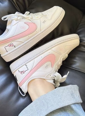 【定制球鞋】Nike Court Borough 2 粉色猫咪  耐磨 低帮 板鞋