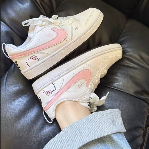 【定制球鞋】Nike Court Borough 2 粉色猫咪  耐磨 低帮 板鞋