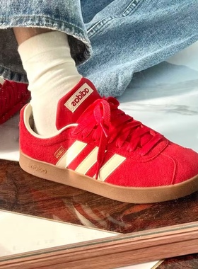 阿迪达斯T头鞋VL COURT BOLD厚底增高休闲板鞋德训鞋红色 KK3774