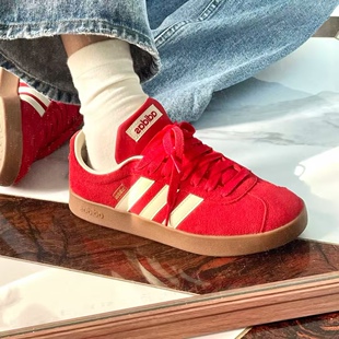 阿迪达斯T头鞋VL COURT BOLD厚底增高休闲板鞋德训鞋红色新年配色
