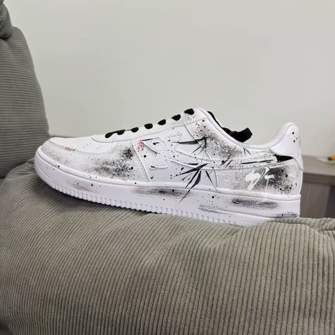 【定制球鞋】特步水墨晕染男女同款空军一号百搭轻质防滑耐磨板鞋,运动鞋new,板鞋,淘宝优惠券,粉丝福利购,淘宝优惠卷