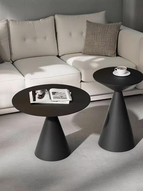 北欧客厅家用黑色沙漏圆形茶几桌组合简约现代网红边几组合桌子