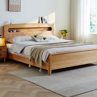 优尚雅轩白蜡木实木床双人床工厂直销主卧1.8米储物床北欧原木床