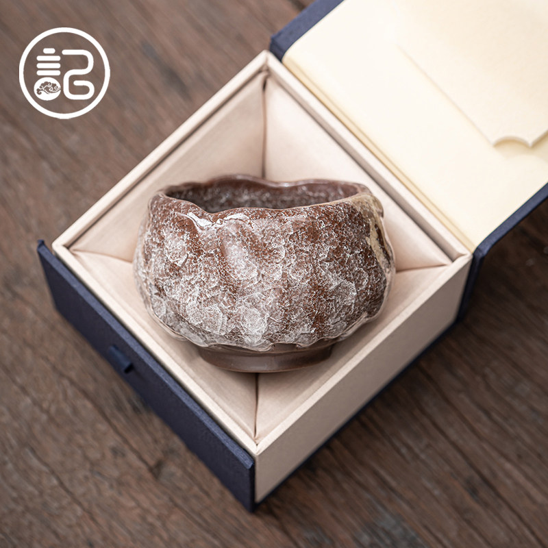 记今朝《冰裂釉》志野烧 哥窑 主人杯 高档茶杯 冰片 茶盏 手工