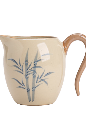 记今朝【豆黄汝窑】手绘美人公道杯陶瓷家用茶海功夫茶具分茶器