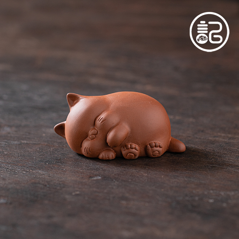 记今朝 紫砂小猫咪 茶宠摆件精品可养茶玩 茶几茶盘装饰品 可爱