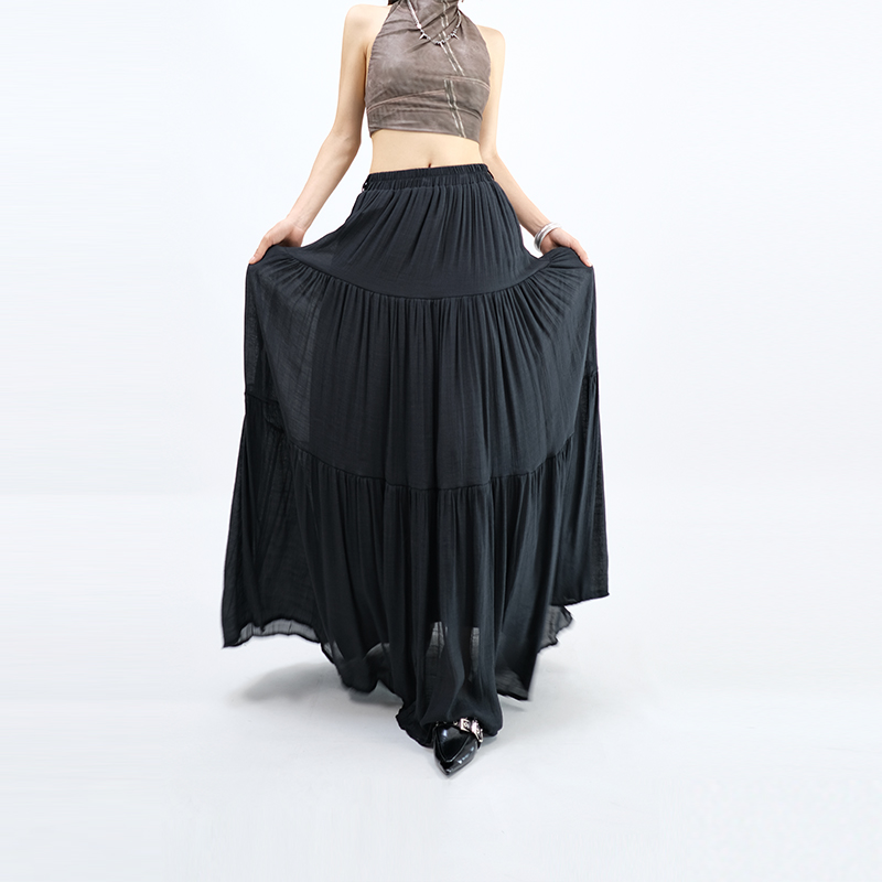 高个子175棉麻蛋糕半身裙