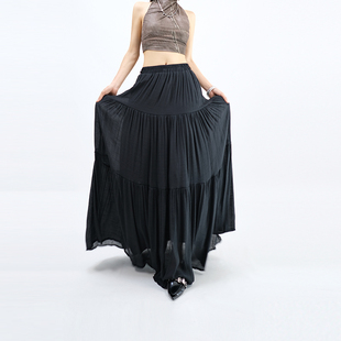 大摆伞裙180加长款 高个子175棉麻蛋糕半身裙夏季 遮胯显瘦中长款