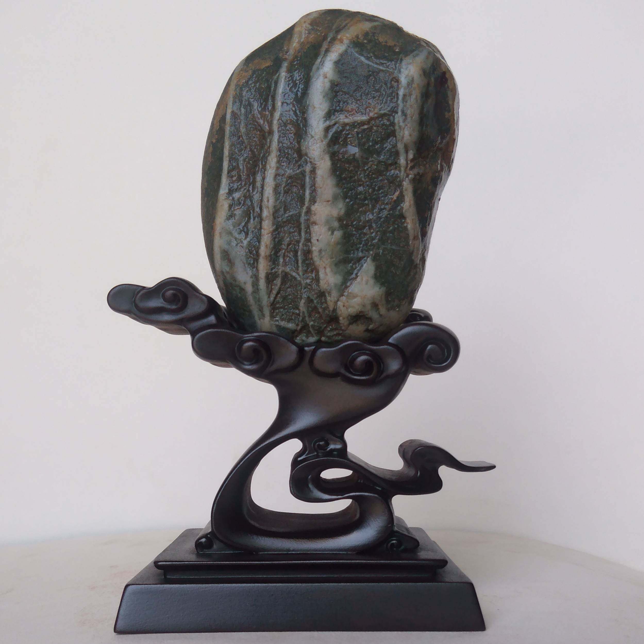 石头底座万能免挖槽简式祥云实木摆件可衬托大奇石长江黄河龟文石