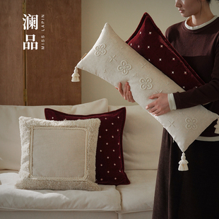 靠垫可爱沙发腰枕 红色新年节日喜庆抱枕国潮客厅中式 澜品 栖光