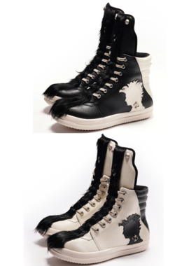 LE LOSANGE RO莫西干马毛牛皮高帮鞋靴子增高百搭时髦户外厚底靴