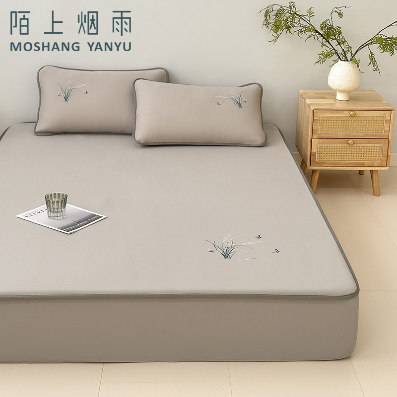 陌上烟雨超冷感云母凉席三件套夏季床罩床垫保护套罩防滑夏凉席