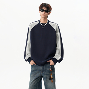 25秋新款 校园风圆领条纹重磅卫衣宽松中性 ZWY92 P68，男装卫衣，星座1308