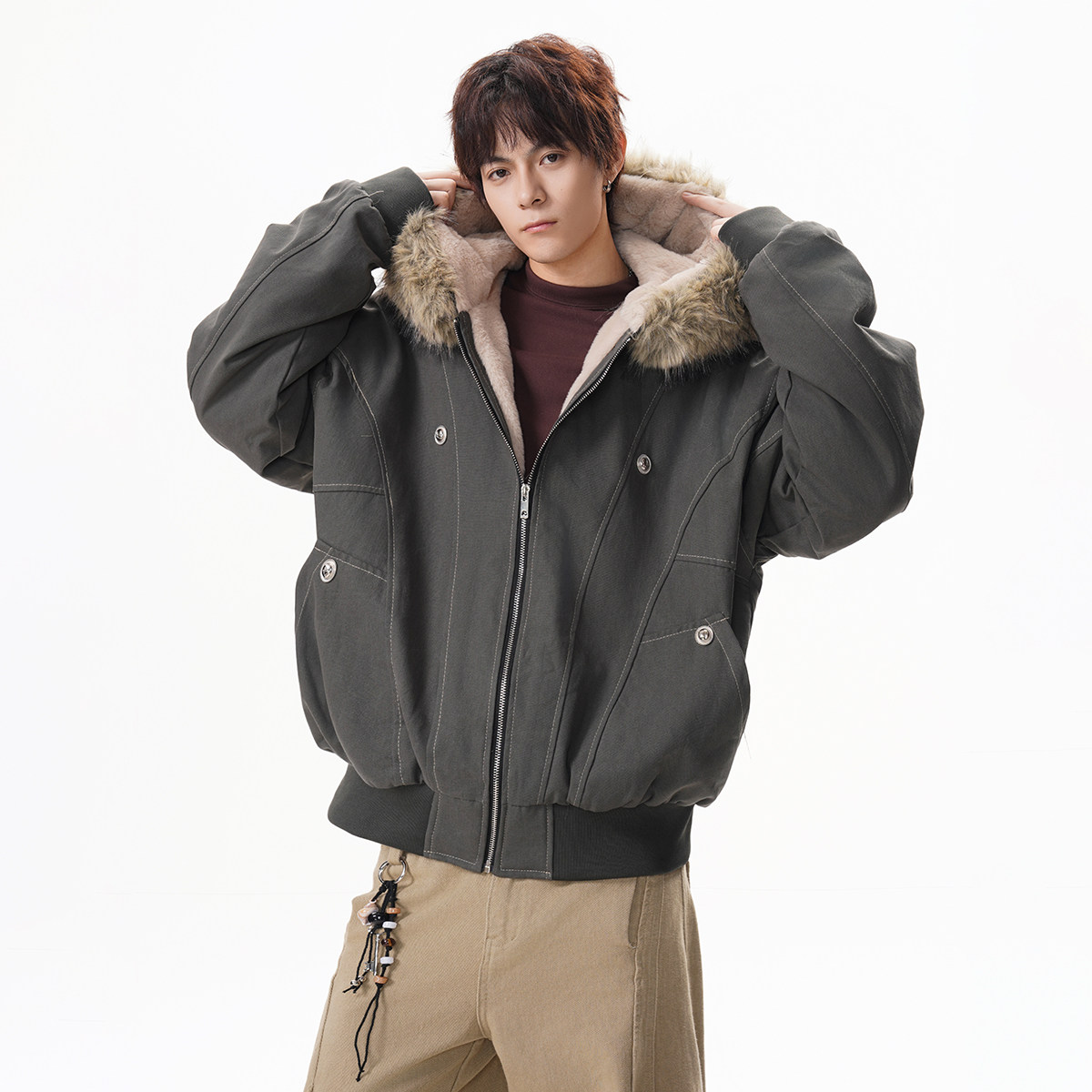 美式复古毛领棉服高品质MF2516特P98,男装棉衣,星座1308