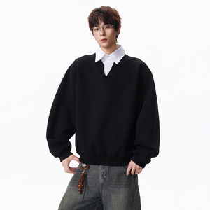 条纹假两件卫衣 ZWY110 P50，男装卫衣，星座1308