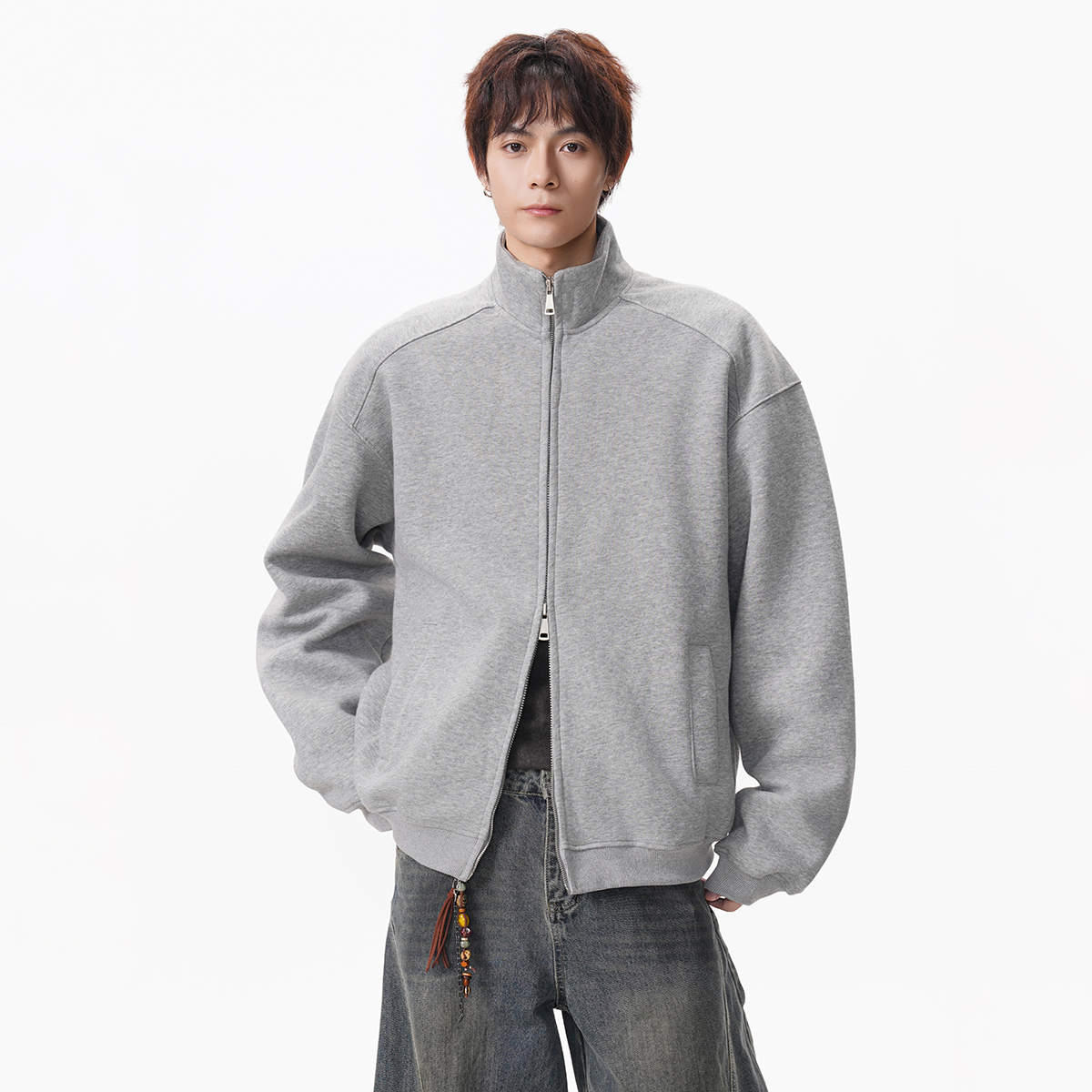 美式双拉链立领卫衣ZWY111P60，男装卫衣，星座1308