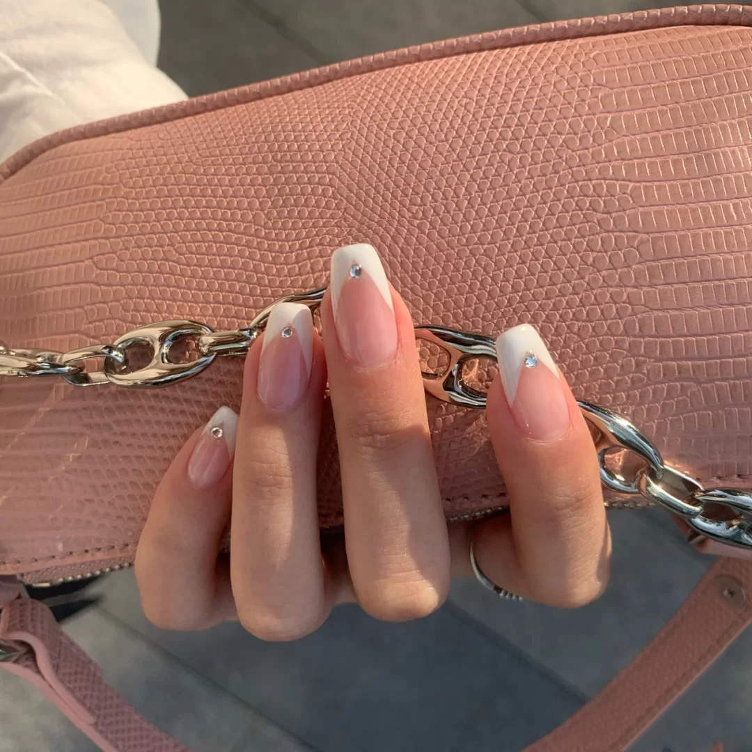 纯手工定制法式闪钻可拆卸假指甲贴片网红芭蕾甲穿戴美甲片成品