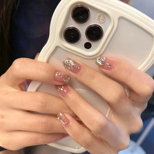 纯手工定制散落星河穿戴甲可拆卸穿戴式美爆闪水钻假指甲贴片