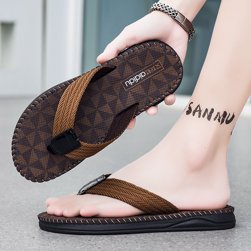 新款防滑人字拖拖鞋男士厚底耐磨户外休闲沙滩鞋居家浴室凉鞋潮流