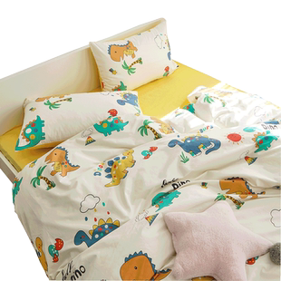 熊猫四件套纯棉儿童上下床床单全棉男孩男童一米二床笠三件套卡通