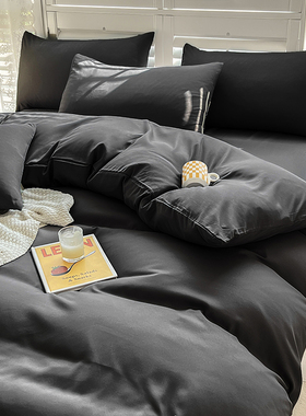灰色四件套简约北欧ins风纯色被套180x220床笠男生大学生三件套3