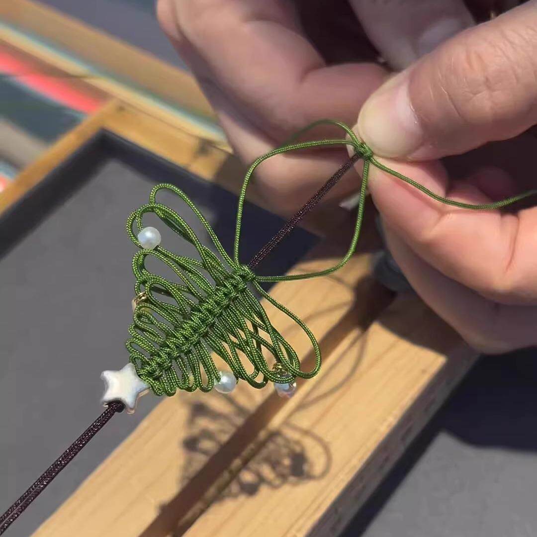 圣诞树编绳圣诞树编织绳材料包书包挂件包包钥匙扣挂件小星星配件