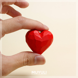 爱心实木木质桌面摆件车内装 手工木雕 饰摆件七夕教师节生日礼物