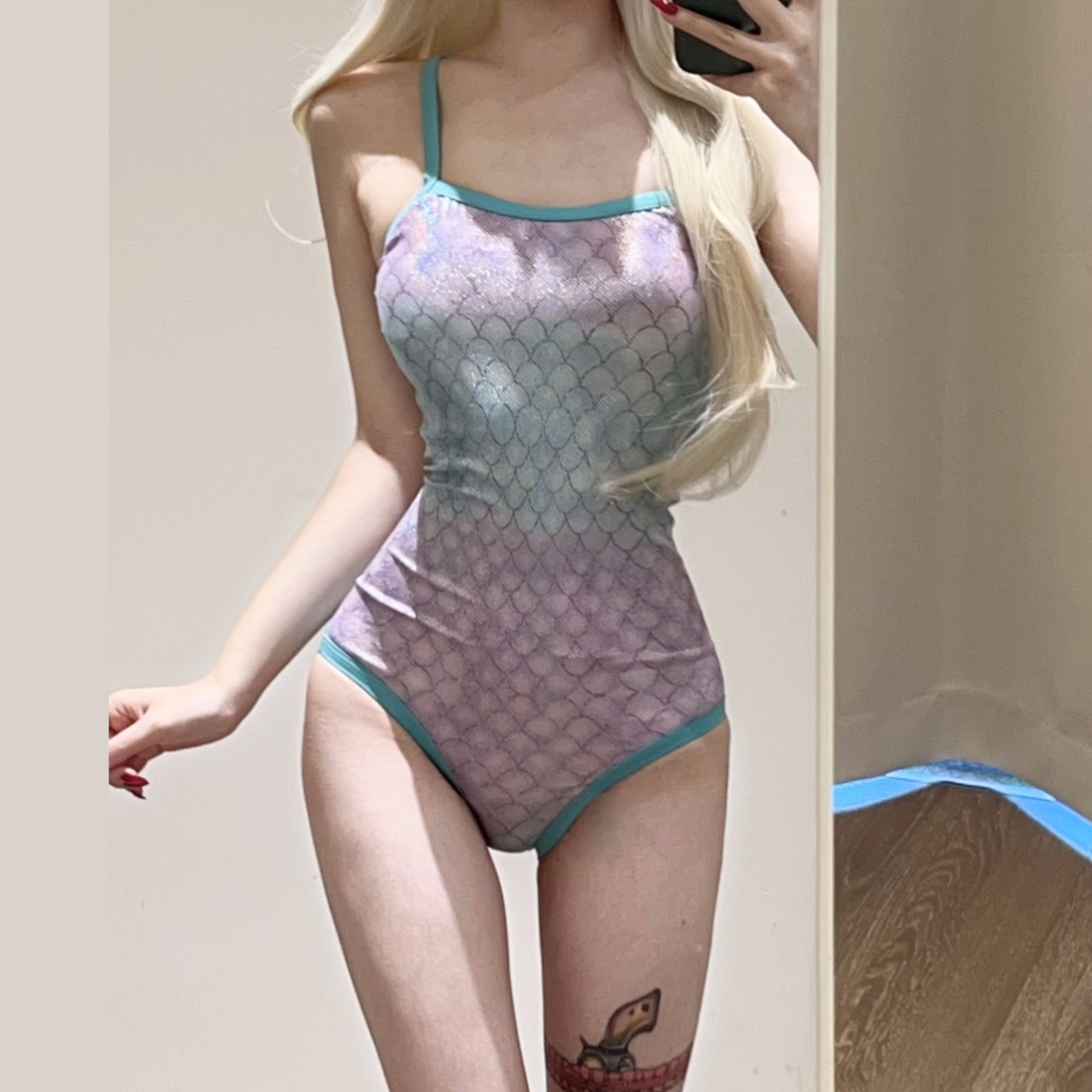 世可儿美人鱼显瘦显白连体女泳衣