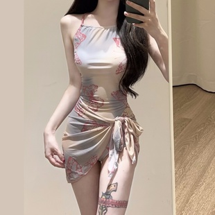 性感海邊度假保守遮肉圍紗連體泳裝 顯瘦泳衣女2025新款 cicory中式
