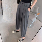 新款 直筒阔腿女裤 大码 裤 子ins潮 200斤宽松显瘦休闲西装 胖妹妹夏季