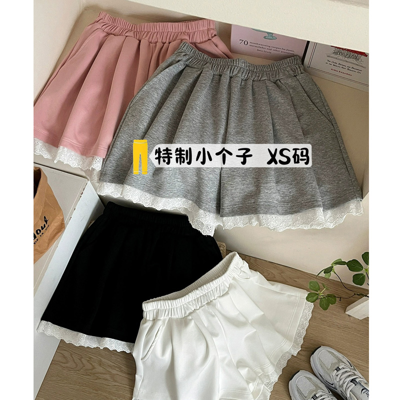 法式蕾丝花边阔腿短裤女夏薄款小个子高腰宽松外穿运动休闲三分裤