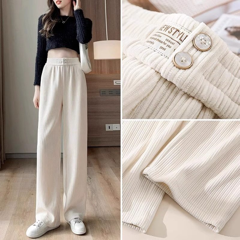 矮小个子灯芯绒阔腿裤女秋冬